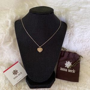 Anna Beck Reversible Silver Gold Heart Pendant on Silver Chain Necklace New